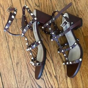 Valentino Rockstud Strappy Block Heel Sandals